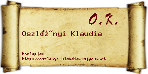 Oszlányi Klaudia névjegykártya